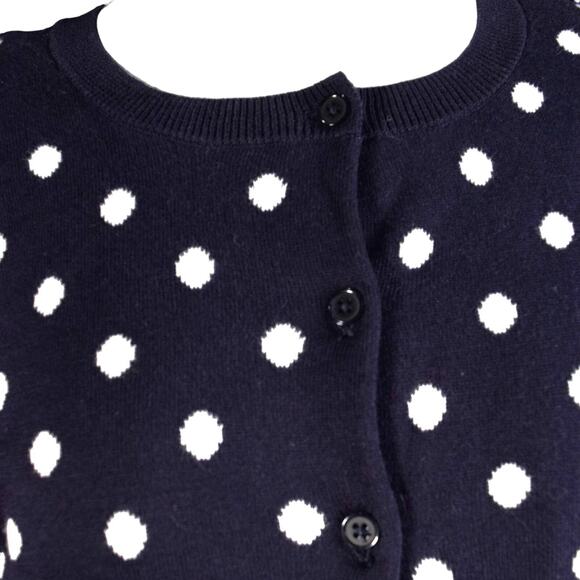 NEW Talbots Cardigan Navy White Polka Dot Reverse Pattern Inside 3/4 Sleeve Sz S - Picture 4 of 11